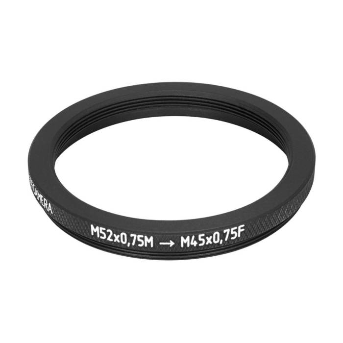 M52x0.75 male to M45x0.75 female thread adapter (52mm to 45mm step-down ring)