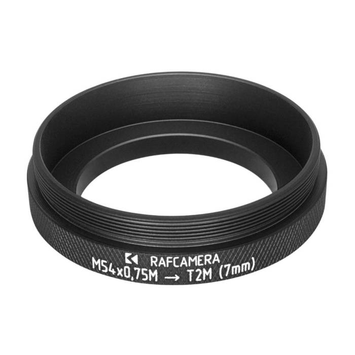 M54x0.75 male to M42x0.75 (T2) male thread adapter, 7mm long