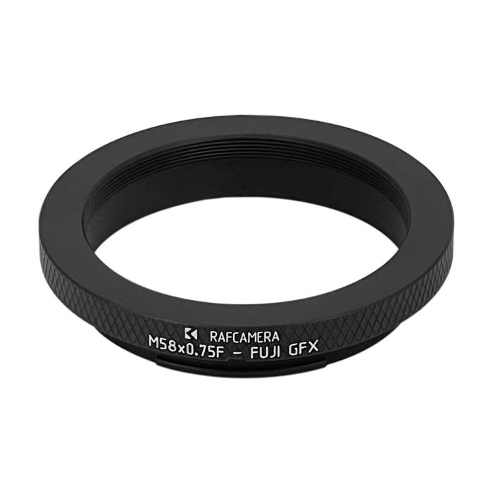 M58x0.75 female thread to Fujifilm GFX camera mount adapter