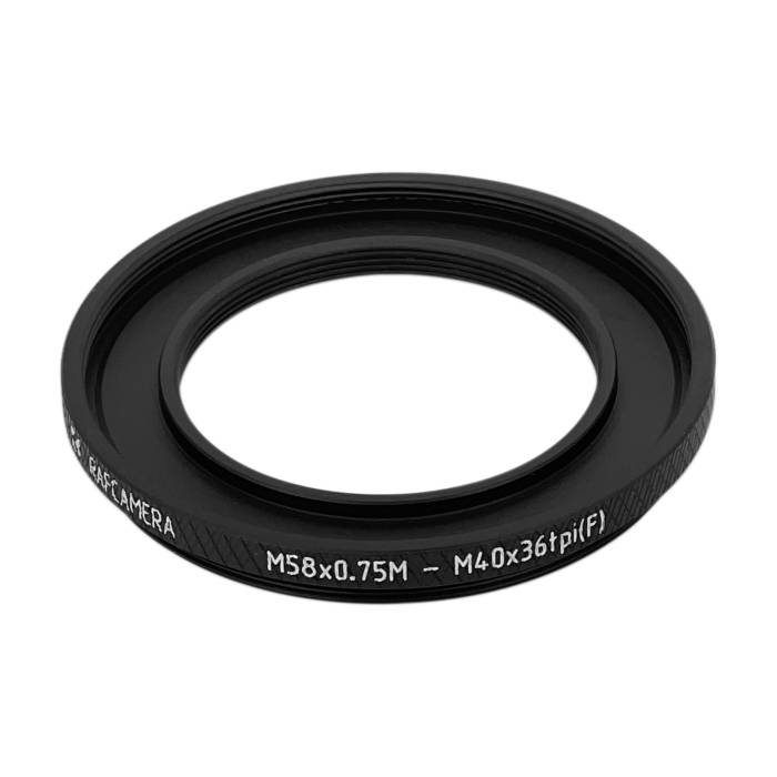 M58x0.75 male to M40x36tpi female thread adapter