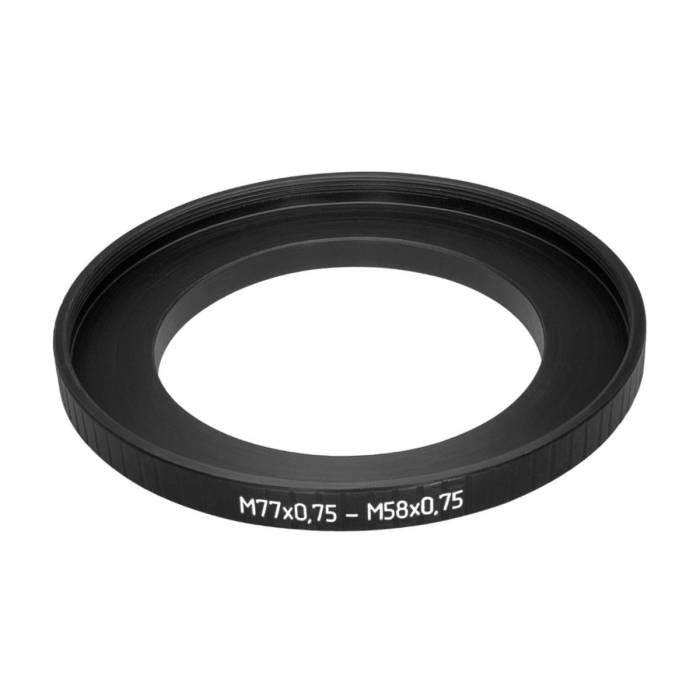 M58x0.75 male to M77x0.75 female thread adapter (58mm to 77mm step-up ring)