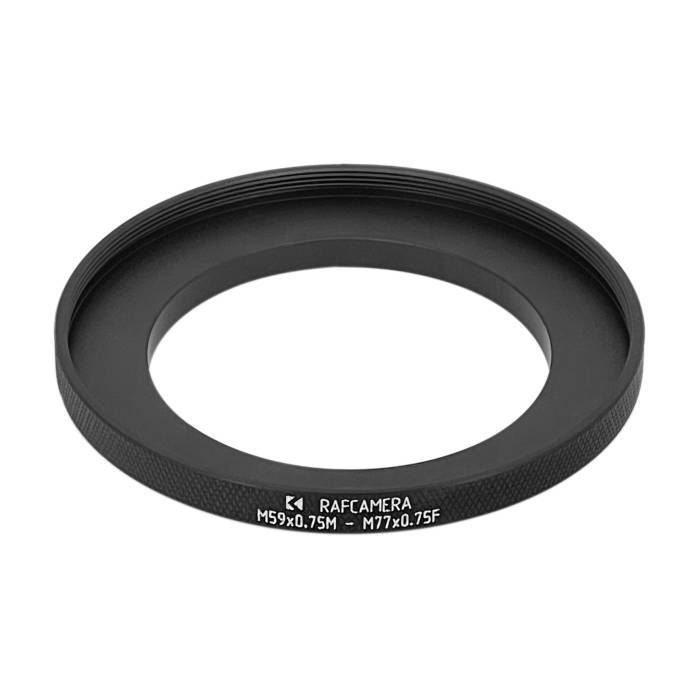M59x0.75 male to M77x0.75 female thread adapter