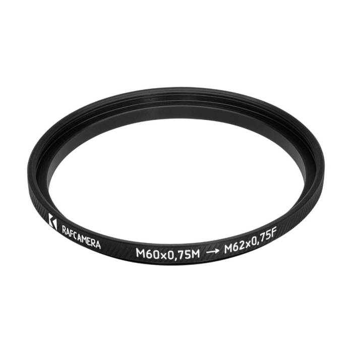 M60x0.75 male to M62x0.75 female thread adapter (60mm to 62mm step-up ring)