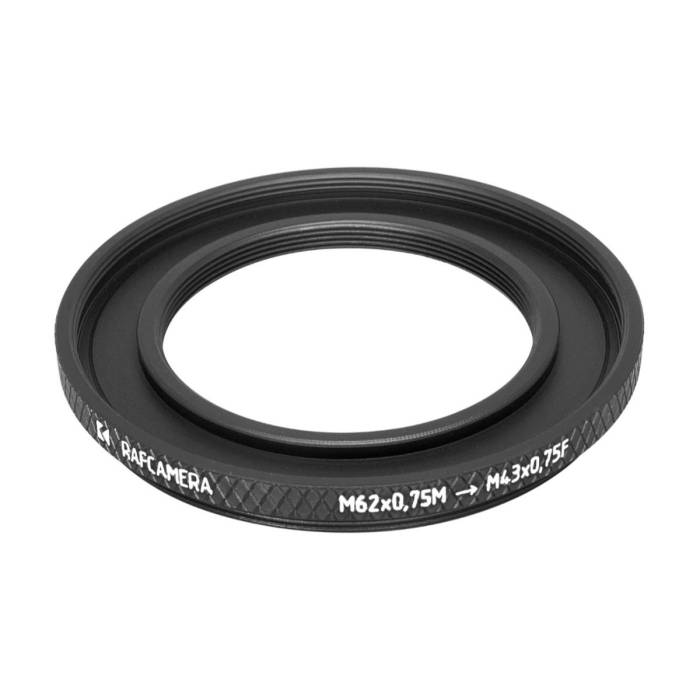 M62x0.75 male to M43x0.75 female thread adapter