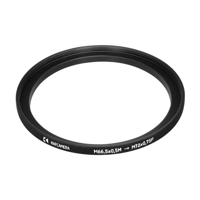M66.5x0.5 male to M72x0.75 female thread adapter (66.5mm to 72mm step-up ring)