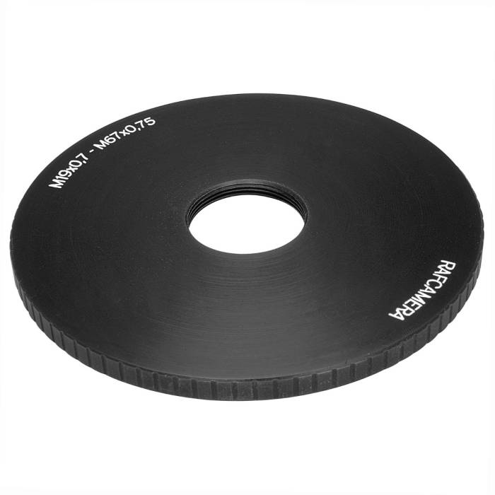 M67x0.75 male to M19x0.75 female thread adapter (67mm to 19mm step-down ring)