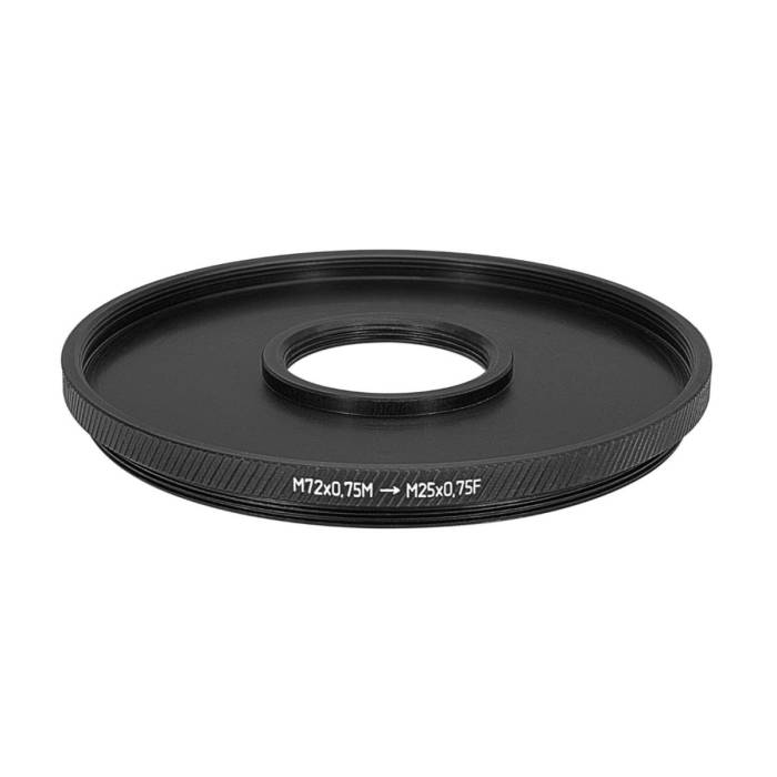 M72x0.75 male to M25x0.75 female thread adapter (72mm to 25mm step-down ring)