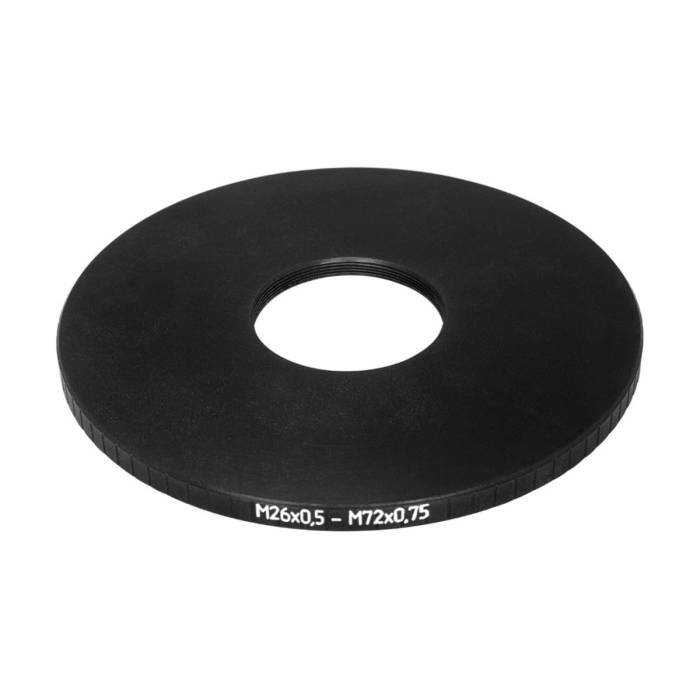 M72x0.75 male to M26x0.5 female thread adapter (72mm to 26mm step-down ring)