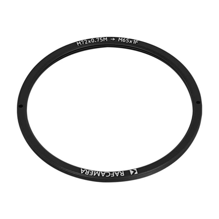 M72x0.75 male to M65x1 female thread adapter, flangeless