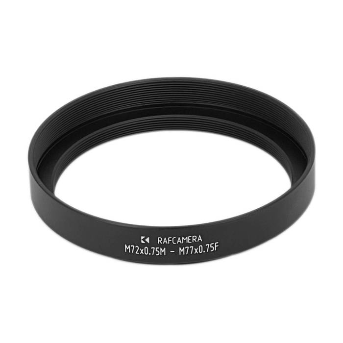 M72x0.75 male to M77x0.75 female thread adapter with 80mm outer diameter