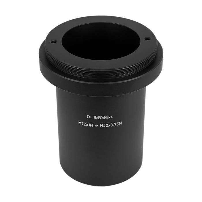 M72x1 male to M42x0.75 (T2) male thread adapter, 90mm