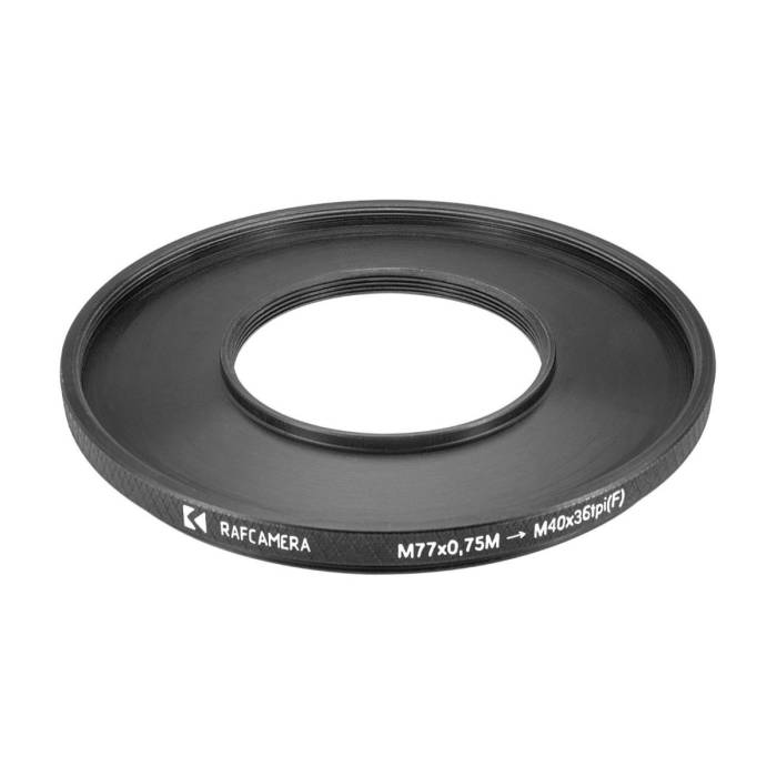 M77x0.75 male M40x36tpi female thread adapter (77mm to 40mm step-down ring)