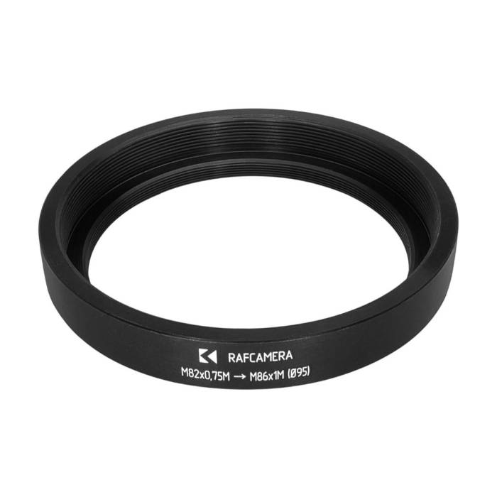M82x0.75 male to M86x1 female thread adapter with 95mm outer diameter