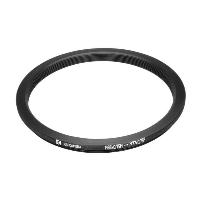 M85x0.75 male to M77x0.75 female thread adapter (85mm to 77mm step-down ring)
