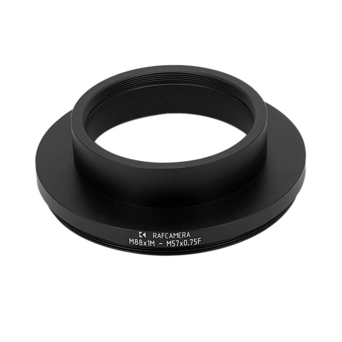 M88x1 male to M57x0.75 female thread adapter