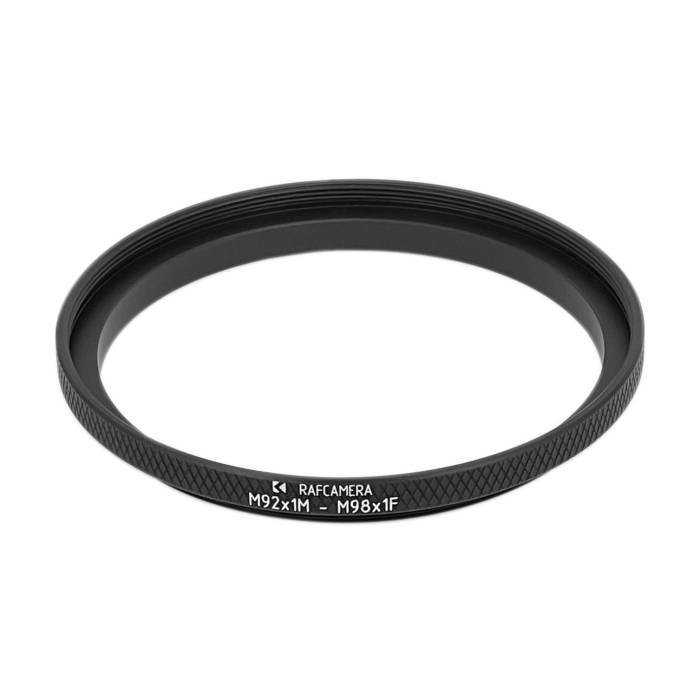 M92x1 male to M98x1 female thread adapter (92mm to 98mm step-up ring)