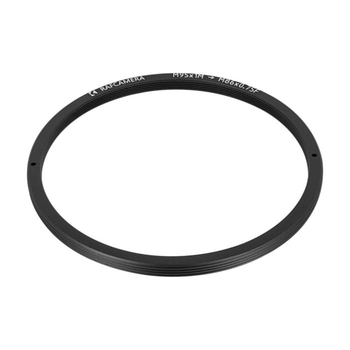 M95x1 male to M86x0.75 female thread adapter, flangeless