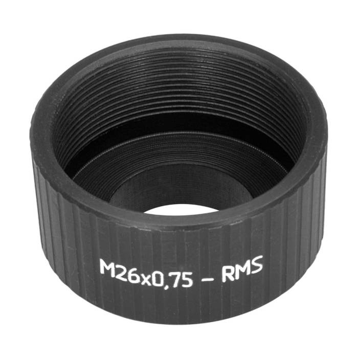 RMS male to M26x0.7 (36tpi, Mitutoyo) female thread adapter, 14mm, black