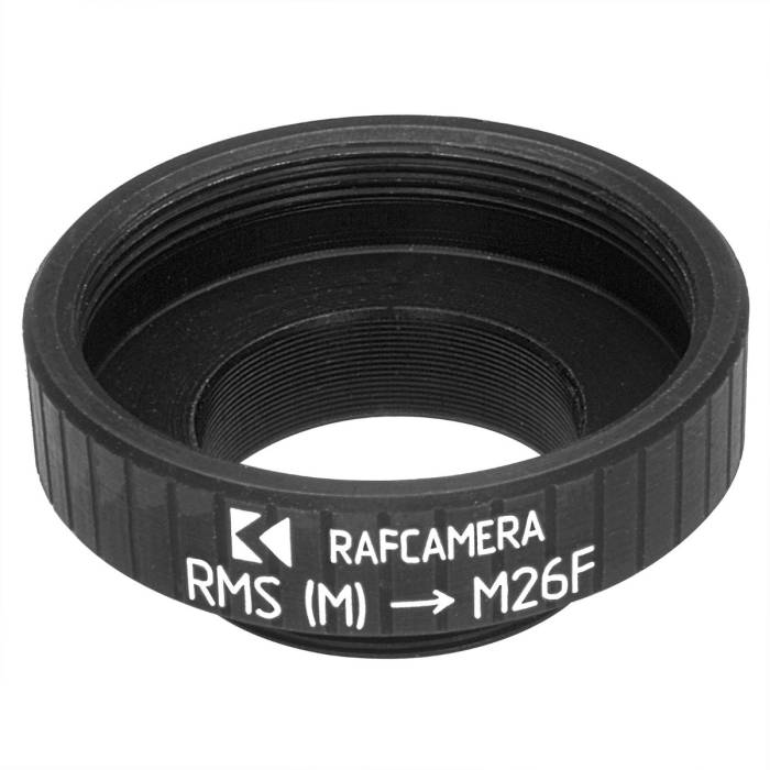 RMS male to M26x0.7 (36tpi, Mitutoyo) female thread adapter, black