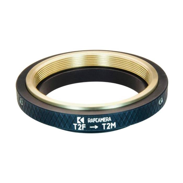 T2 female to T2 male thread adapter with adjustable insert