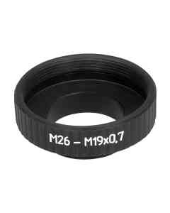 M19x0.75 male to M26x0.75 female thread adapter, black