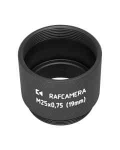 19mm extender for M25x0.75 microscope objectives, black