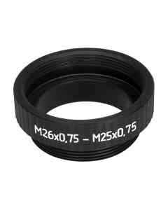 M25x0.75 male to M26x0.75 female thread adapter, black