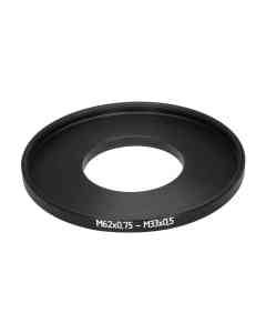 M33x0.5 male to M62x0.75 female thread adapter (33mm to 62mm step-up ring)