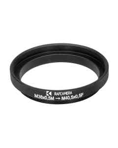 M38x0.5 male to M40.5x0.5 female thread adapter (filter step-up ring)