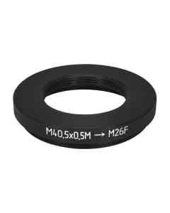 M40.5x0.5 male to M26x0.7 female thread adapter (40.5mm to 26mm step-down ring)