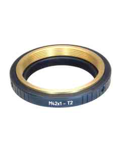 M42x1 female to T2 (M42x0.75) male thread adapter for telescopes, bronze insert