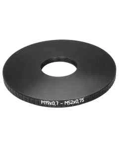 M52x0.75 male to M19x0.75 female thread adapter (52mm to 19mm step-down ring)