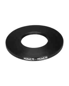 M52x0.75 male to M28x0.75 female thread adapter (52mm to 28mm step-down ring)