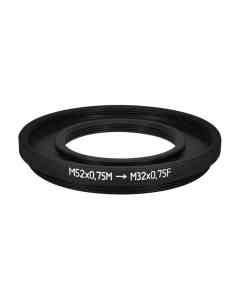M52x0.75 male to M32x0.75 female thread adapter (52mm to 32mm step-down ring)
