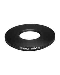 M55x0.75 male to M26.5x0.5 female thread adapter (55mm to 26.5mm step-down ring)