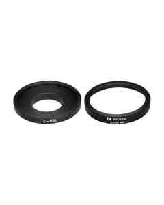 T2 female to M26x0.75 male thread adapter for binoviewers, with stop ring