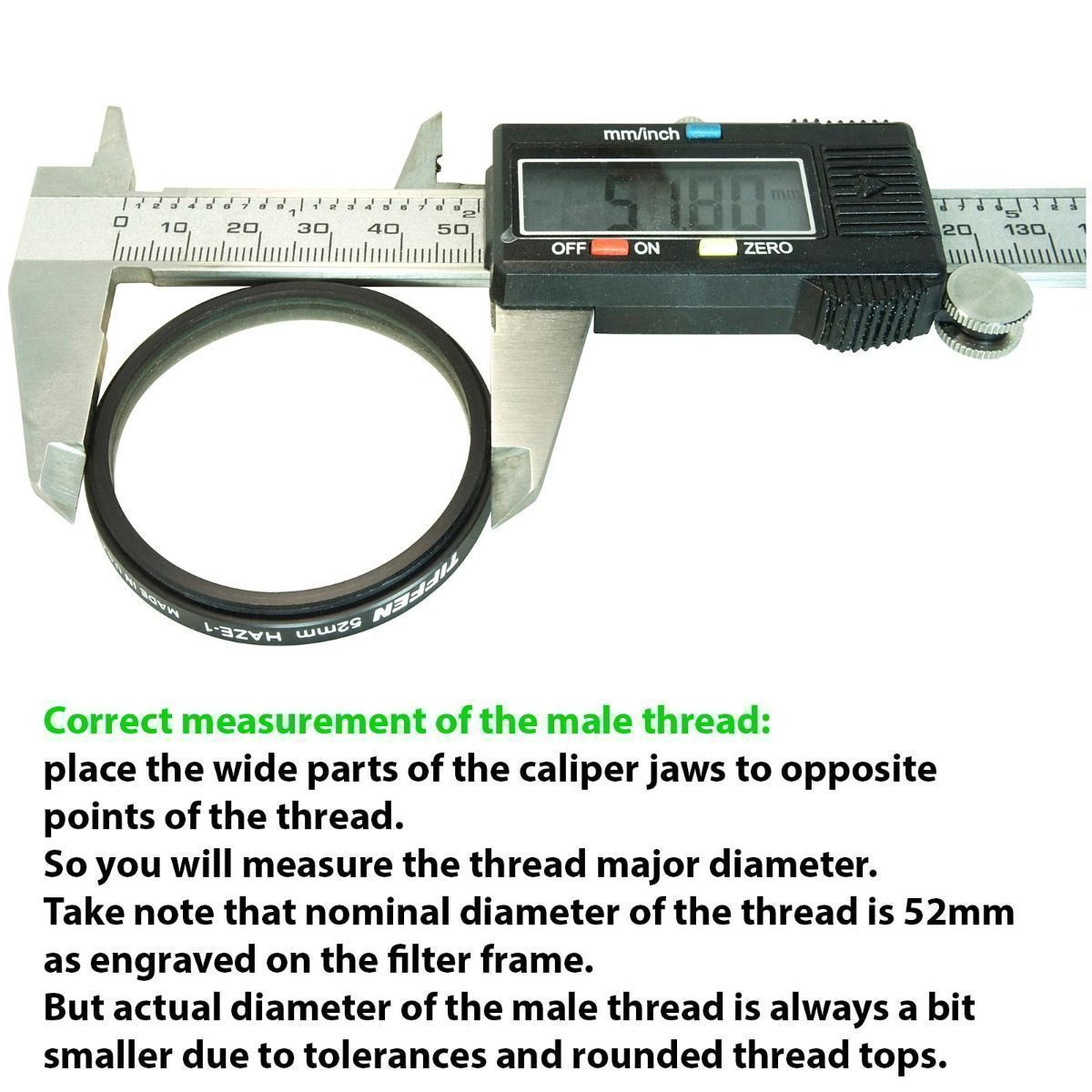 Measuring thread outer diameter with a digital caliper